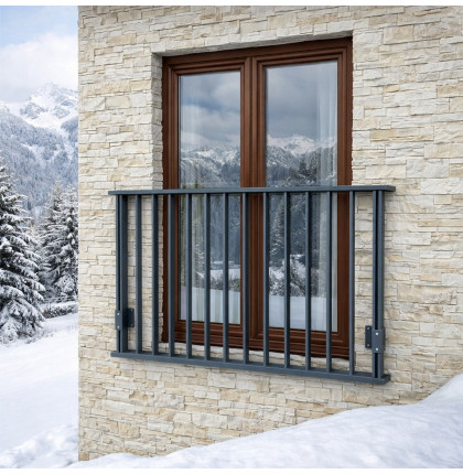  Hliníkové zábradlí na Francouzské okno Antracit