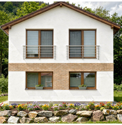 Hliníkové zábradlí na Francouzské okno H3B-2, Barva imitace nerez